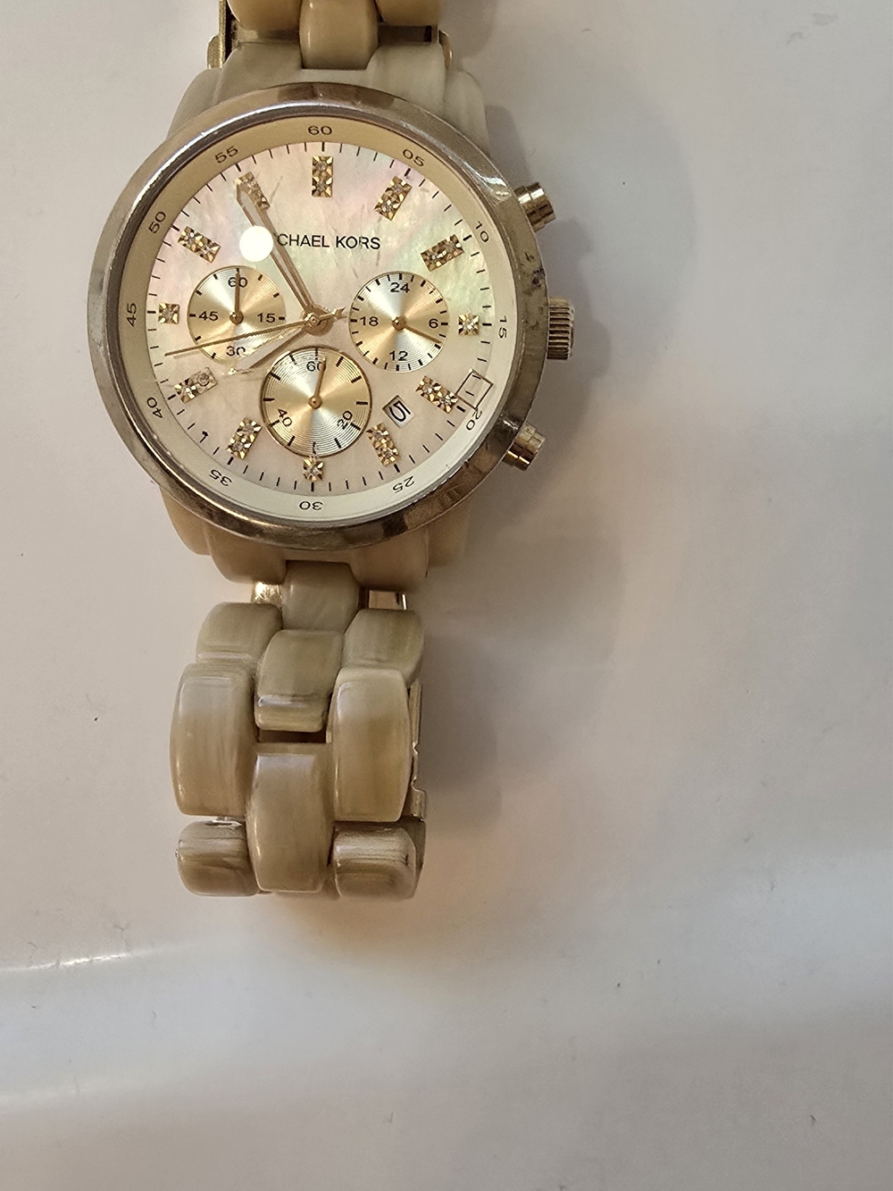Michael Kors Men’s Beige Gold-Tone Chronograph Watch